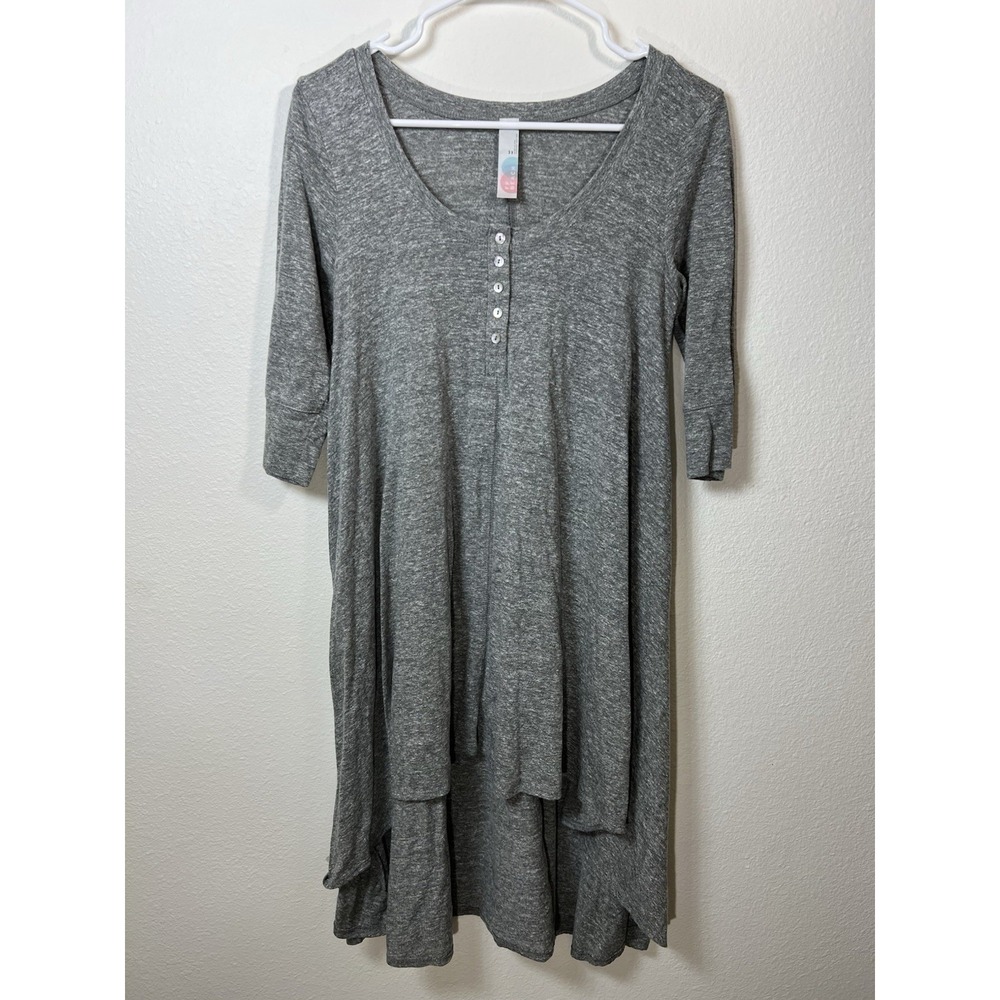 FP Beach Free People Womens High Low Henley Dress Scoop Neck Drippy Grunge Boho